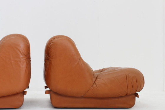 Image 1 of Set Vintage Mimo Padova Nuvolone Fauteuils Cognac Leer Jaren 70