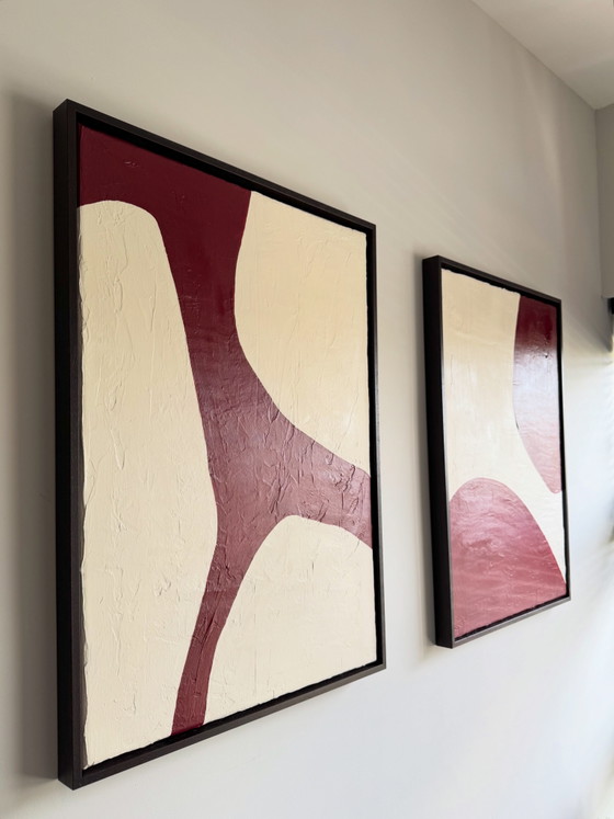 Set of 2 abstract paintings including wooden floating frame (50x70 cm) – Atelier Beau, Paintings & Drawings (photo 6 of 6)