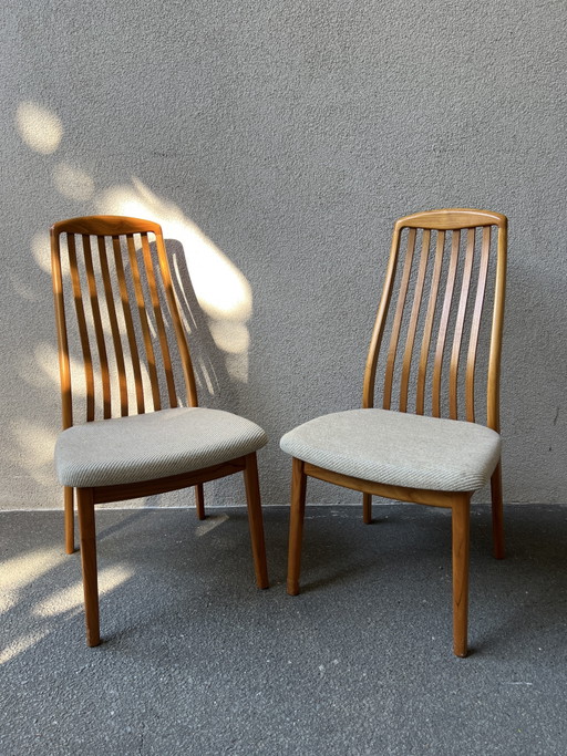2 X Vintage Teak Dining Chairs Kai Kristiansen Schou Andersen – eetkamerstoelen, Wood