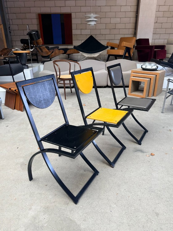 KFF Sinus chair, Karl Friedrich Förster (Bestand: 3) – Esszimmerstühle, Leder, Metall (photo 3 of 21)