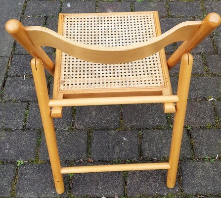 Chaises pliantes en bois vintage avec sièges en tresse viennoise, lot de 4