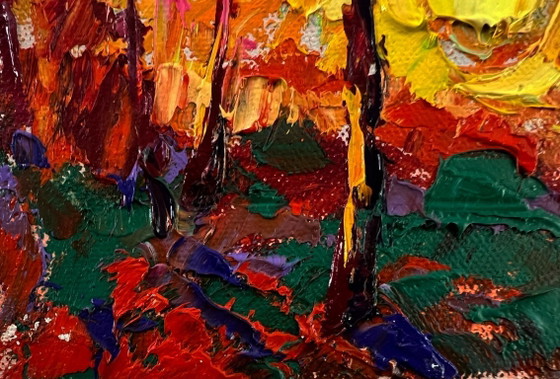 Originales Ölgemälde Sommerabendlandschaft Sonnenuntergang – Gemälde & Zeichnungen, Canvas (photo 6 of 8)
