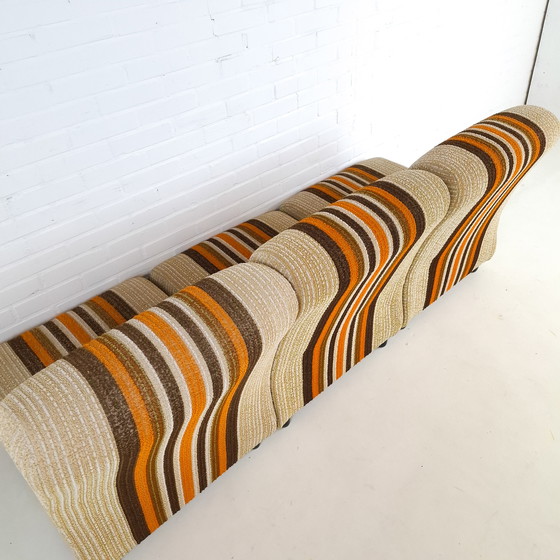 Image 1 of Canapé modulable vintage des années 70, en tissu velours côtelé, orange-brun