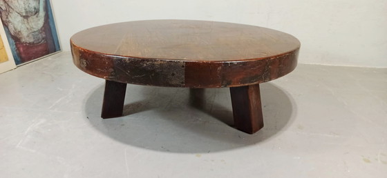 Image 1 of Vintage Wabi Sabi brutalist round coffee table 