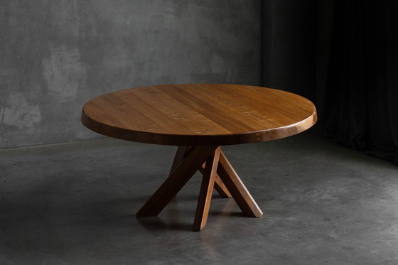 Image 1 of 'T21' Elm Dining Table by Pierre Chapo, France, 1973