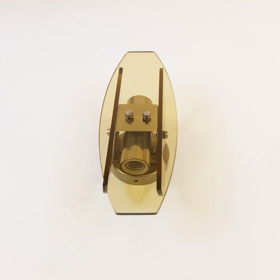 Image 1 of Paar bernsteinfarbene Murnao-Glas-Wandleuchten von Veca, 1970er Jahre