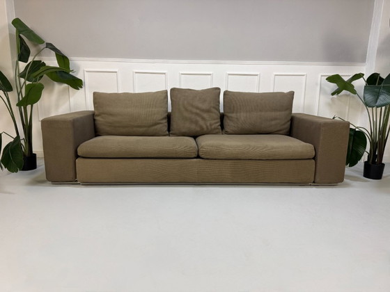 Image 1 of Flexform Groundpiece Designer Sofa Stof Bruin Taupe Couch Sofa