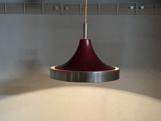 Image 1 of Red metal pendant lamp 1960s