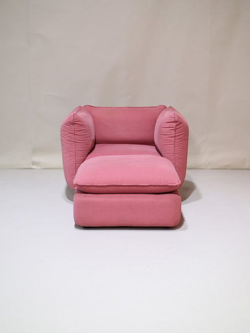 Roze fauteuil met hocker Ipe Cavalli Italië 1970s