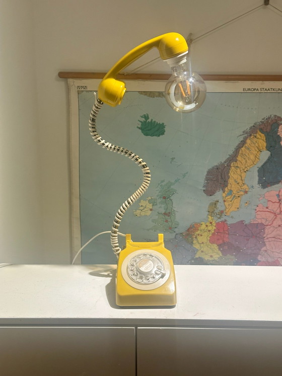 Lampe Téléphone Vintage Jaune – Métal, Plastique (photo 6 of 10)