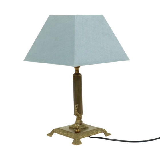 Image 1 of Brass Table Lamp Mythical Dolphins