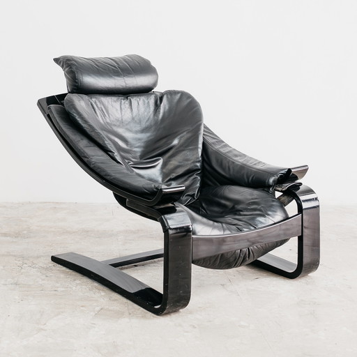 FAUTEUIL EN CUIR DE AKE FRIBYTTER POUR NELO MÖBEL SUÈDE, ANNÉES 1970