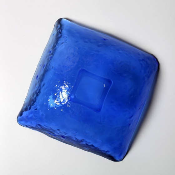 Image 1 of Mid-Century Cobalt Blue Glass Bowl / Italian Pressed Glass Fruit Bowl, 1970s