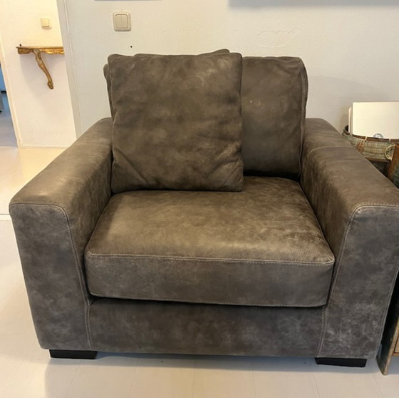 Image 1 of Sillón Loveseat Sillón Sofá Cuero Gris Materias Primas