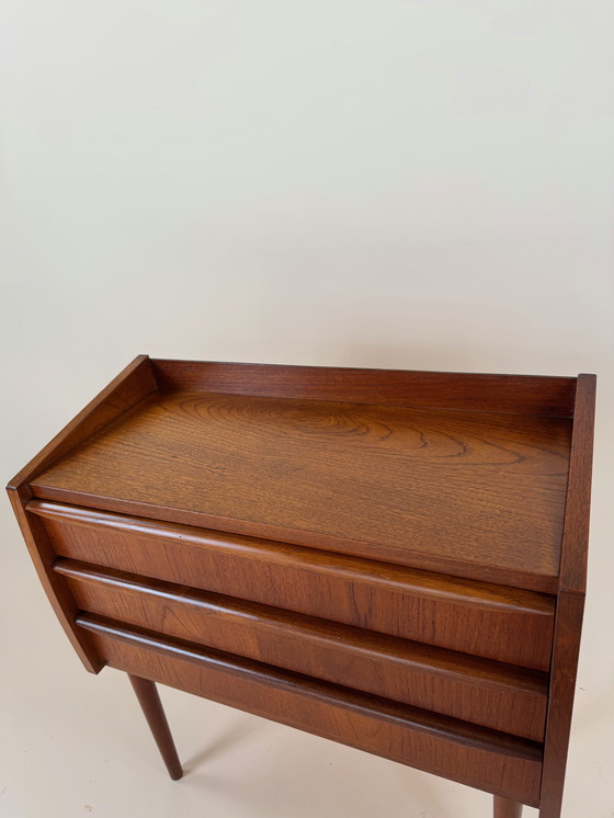 Image 1 of Small Danish Teak Cabinet with Curved Front – Perfectly Versatile