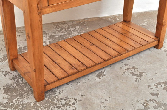 Image 1 of Table d'appoint vintage en pin, fabriquée à la main, années 1930