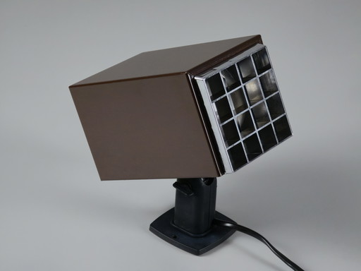 1970s Vintage ELIDUS Type 7078 Brown Metal Wall Light With Perforated Plastic Grid by Björn Svensson - Postmodern Industrial Wal