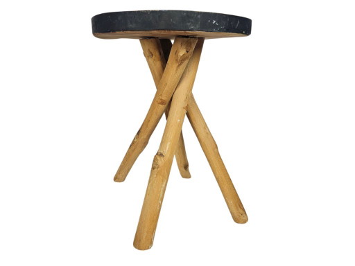 Wooden side table with natural branch legs