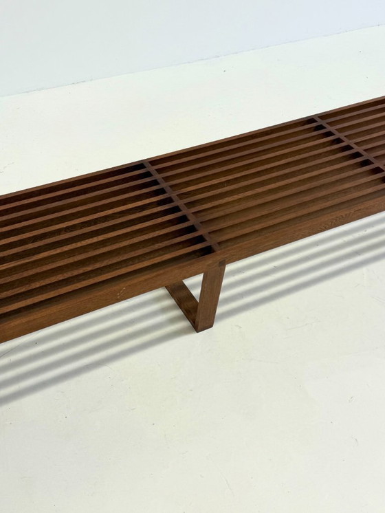 Image 1 of Vintage George Nelson long Platform lattenbank van teak hout