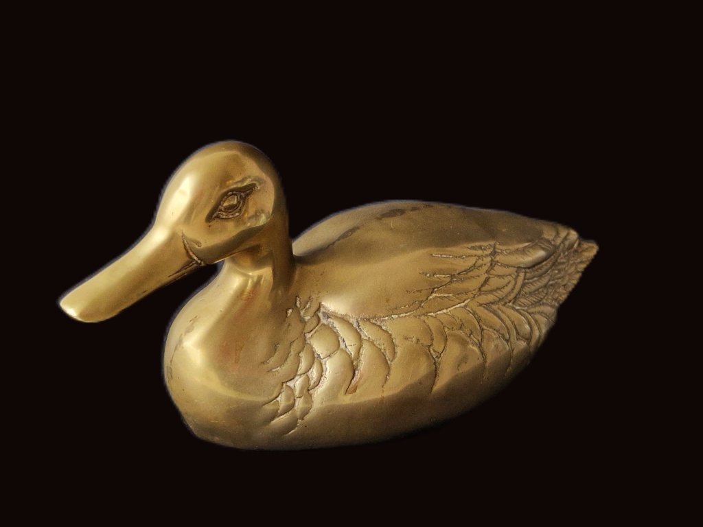 Décoration de canard en laiton finement ciselé vintage