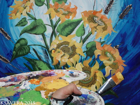 Image 1 of Zonnebloemen schilderij B047