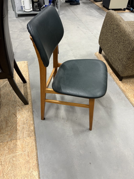Image 1 of 4 x Beuken met Donkergroene Skai Eetkamer Stoelen 1960’s Möbel DDR