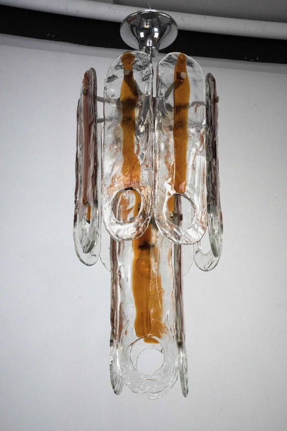 Image 1 of Italian Vintage Murano glass chandelier by Mazzega, model Occhio. Italy 1970s