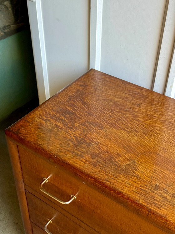 50s/60s Vintage Wooden Dresser with Compass Legs, Chest of drawers, Gold, Mid Century Modern (photo 8 of 17)