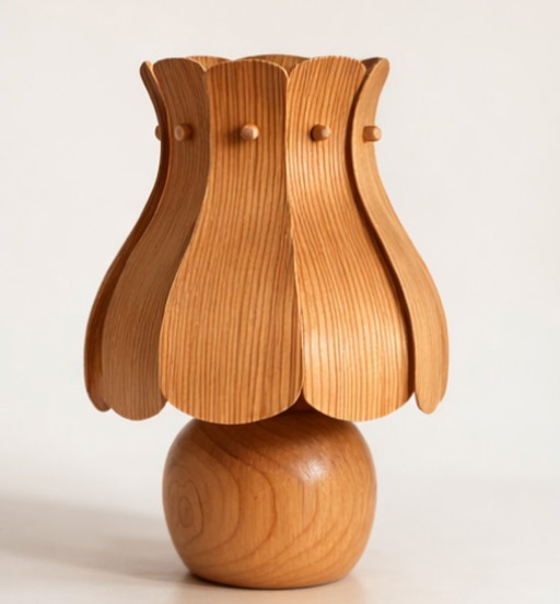 Vintage Scandinavische houten lampenkap