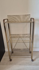 Beautiful vintage Mid-Century modern record rack with wheels