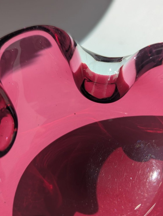 Image 1 of  Vintage asbak/zak asbak - Sommerso Murano violet/bordeaux glas - toegeschreven aan Flavio Poli voor Seguso - Italië - Jaren