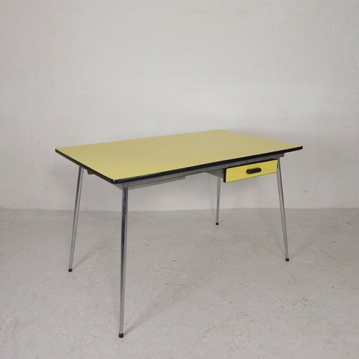 Mesa Formica vintage, escritorio con 2 cajones años 50