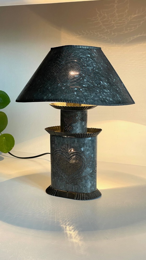 Image 1 of Vintage Zinc Heart Lamp