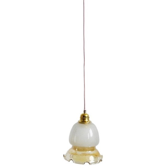 Image 1 of Lampe suspendue vintage en verre irisé de carnaval