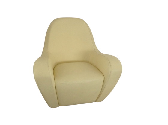 Image 1 of Fauteuil vintage Calia Italia Design en cuir jaune