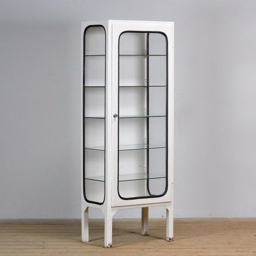 Vintage Iron And Glass Medical Cabinet, 1970’s