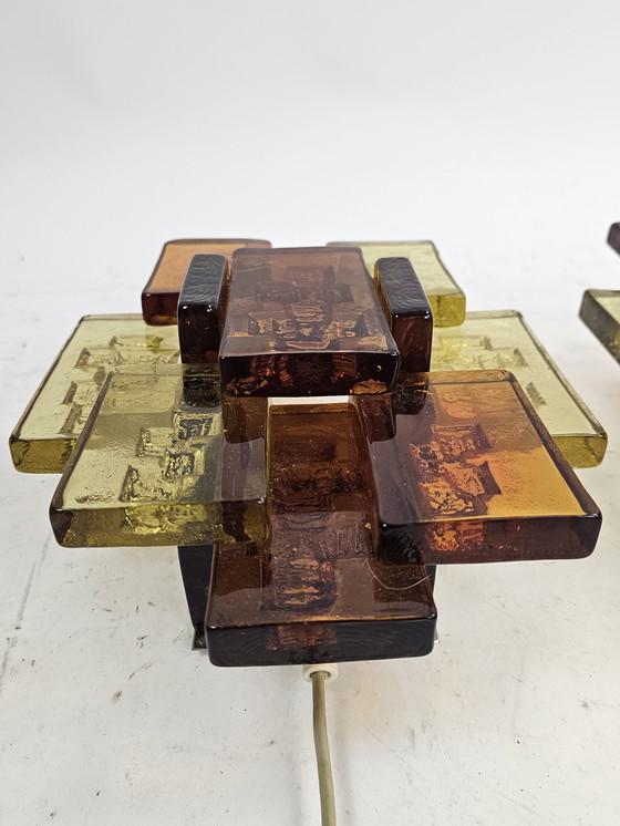 Image 1 of Conjunto de lámparas de pared de cristal ámbar Holm Sorensen Dinamarca
