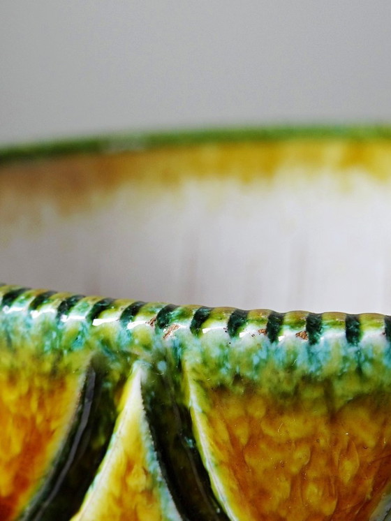 Image 1 of Mid-century vintage Italian ceramic salad bowl or bowl with scale pattern