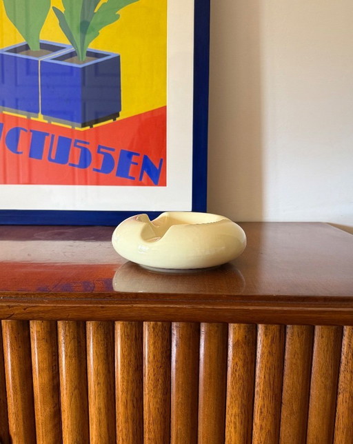 Posacenere in ceramica crema Space Age, Sicart Italia 1970