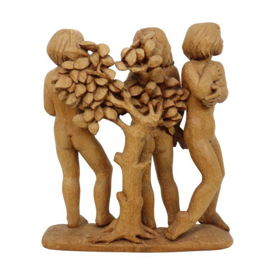 Image 1 of Estatua de roble, mujer desnuda, Fonteyne