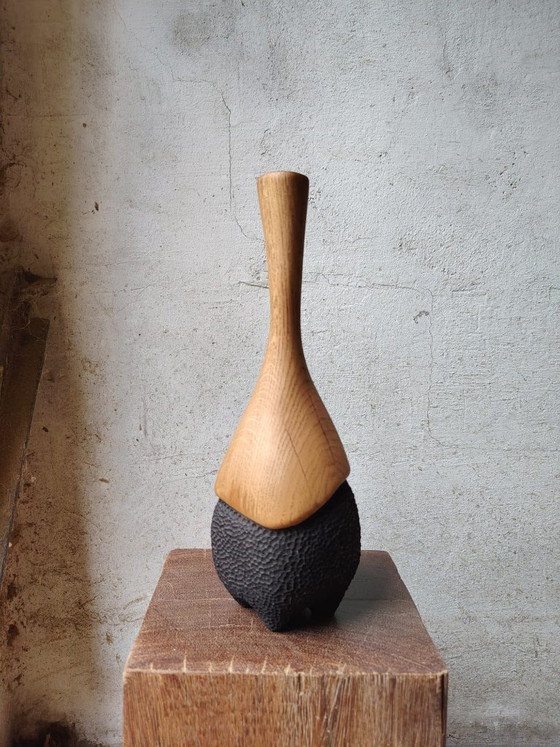 Jarrón / escultura de roble macizo tallado, retroDom, Jarrones, Madera, Marrón (foto 9 de 11)