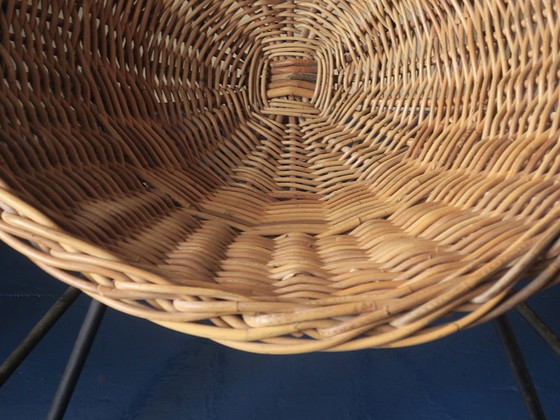 Image 1 of Pareja de sillas Pod de bambú y hierro de mediados de siglo, años 60