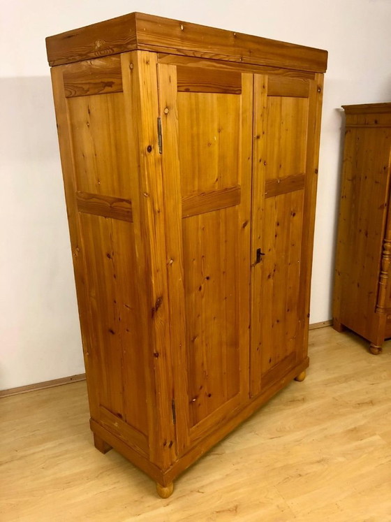 Image 1 of Country-style wardrobe, Art Nouveau wardrobe, farmhouse wardrobe, softwood wardrobe circa 1900