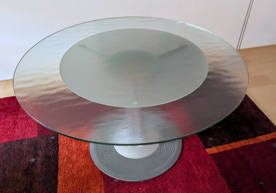 Image 1 of Leolux LX round glass table with tree base in silver
