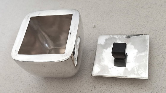 Image 1 of Servizio da tè Art Déco in tre pezzi, in argento e palissandro.