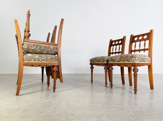 Image 1 of 6er Set Original Jugendstil Stühle Antik Esszimmerstuhl Schnitzerei