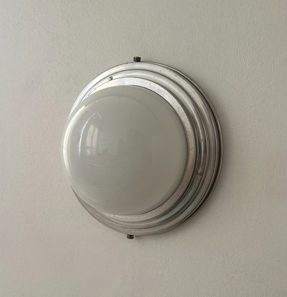 Image 1 of Lampada da parete vintage art déco, cromo e opalina, Francia 1930