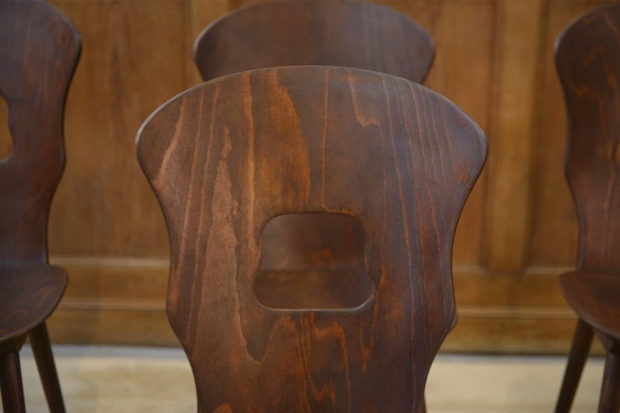 Set of 8 Baumann “Gentiane” model chairs by Henri Julien, 1960s – Dining chairs, Wood (photo 7 of 14)