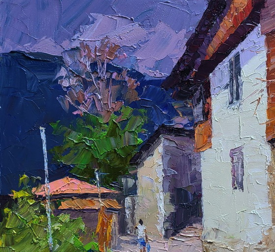 Original Oil Painting Summer Landscape City Motif Historical Street of the City – Paintings & Drawings, Canvas (photo 4 of 7)