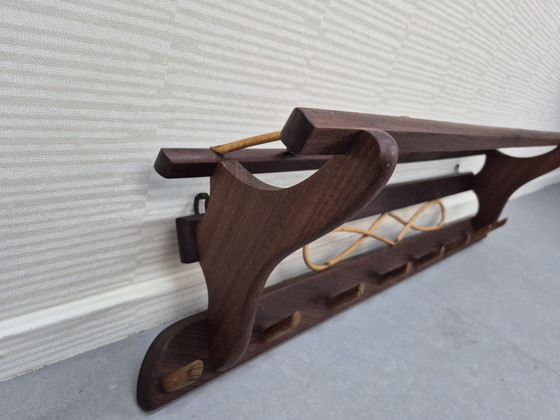 Vintage Electrimeufa? Teak/rattan Coat rack 50s, 60s., Wood, Brown (photo 8 of 10)
